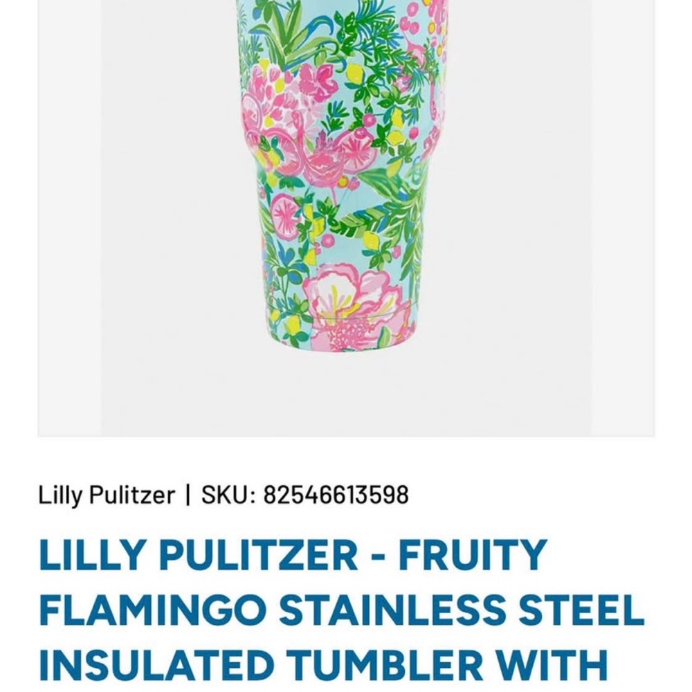 Lilly Pulitzer Fruity Flamingo Tumbler with Pink and Green